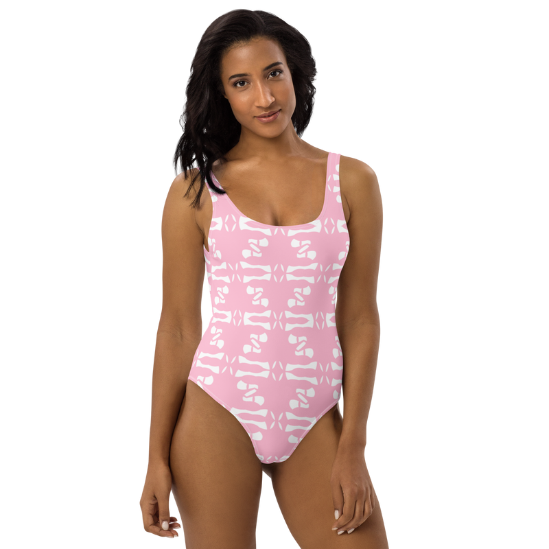 Product name: Recursia Modern MoirÃ© One Piece Swimsuit In Pink. Keywords: Clothing, Print: Modern MoirÃ©, One Piece Swimsuit, Swimwear, Unisex Clothing