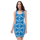 Product name: Recursia Modern MoirÃ© Pencil Dress In Blue. Keywords: Clothing, Print: Modern MoirÃ©, Pencil Dress, Women's Clothing