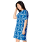 Product name: Recursia Modern MoirÃ© VIII T-Shirt Dress In Blue. Keywords: Clothing, Print: Modern MoirÃ©, T-Shirt Dress, Women's Clothing