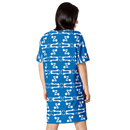 Product name: Recursia Modern MoirÃ© VIII T-Shirt Dress In Blue. Keywords: Clothing, Print: Modern MoirÃ©, T-Shirt Dress, Women's Clothing