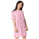 Product name: Recursia Modern MoirÃ© VIII T-Shirt Dress In Pink. Keywords: Clothing, Print: Modern MoirÃ©, T-Shirt Dress, Women's Clothing