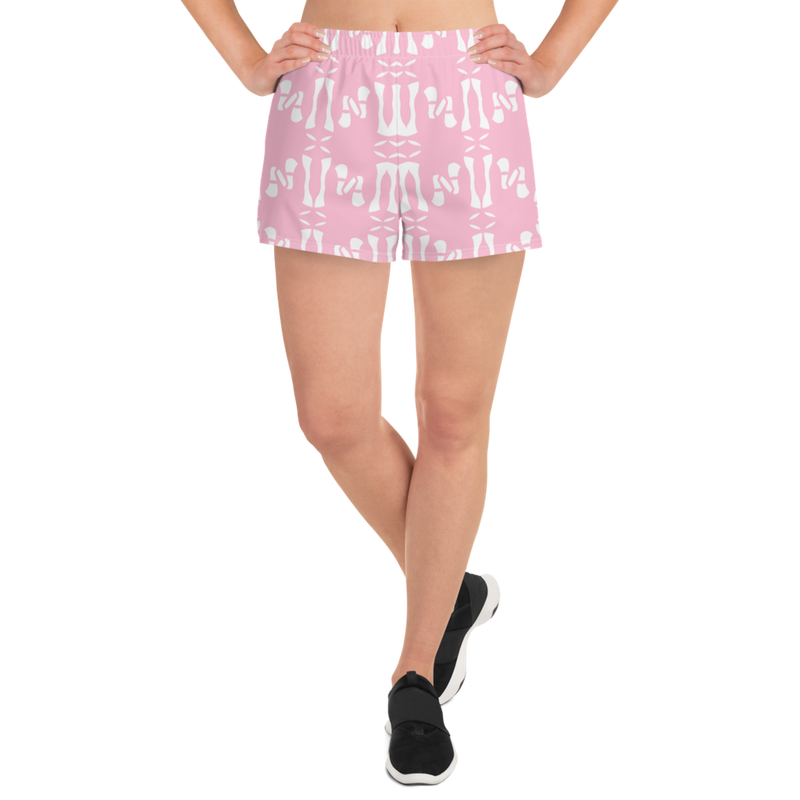 Product name: Recursia Modern MoirÃ© Women's Athletic Short Shorts In Pink. Keywords: Athlesisure Wear, Clothing, Men's Athletic Shorts, Print: Modern MoirÃ©