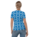Product name: Recursia Modern MoirÃ© Women's Crew Neck T-Shirt In Blue. Keywords: Clothing, Print: Modern MoirÃ©, Women's Clothing, Women's Crew Neck T-Shirt