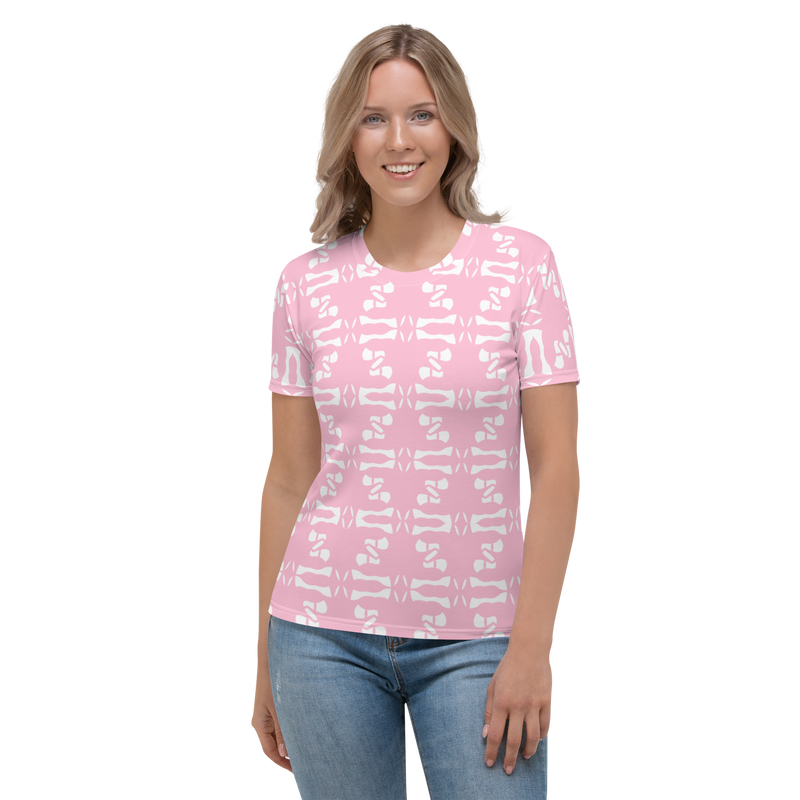 Product name: Recursia Modern MoirÃ© Women's Crew Neck T-Shirt In Pink. Keywords: Clothing, Print: Modern MoirÃ©, Women's Clothing, Women's Crew Neck T-Shirt