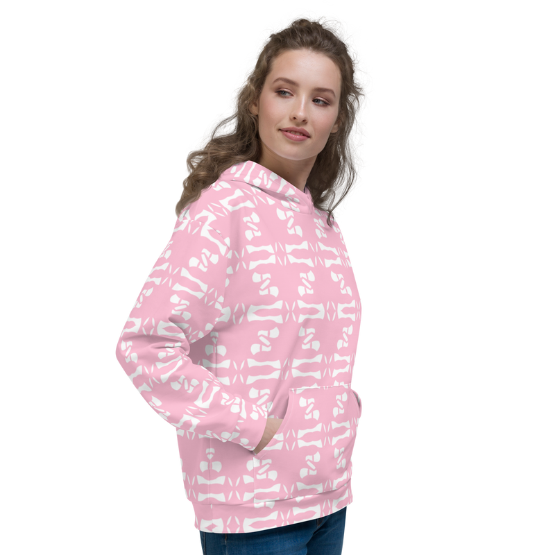 Product name: Recursia Modern MoirÃ© Women's Hoodie In Pink. Keywords: Athlesisure Wear, Clothing, Print: Modern MoirÃ©, Women's Hoodie, Women's Tops
