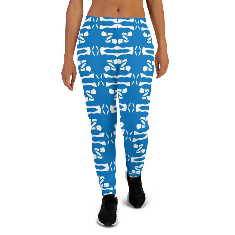 Product name: Recursia Modern MoirÃ© Women's Joggers In Blue. Keywords: Athlesisure Wear, Clothing, Print: Modern MoirÃ©, Women's Bottoms, Women's Joggers