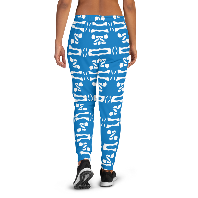 Product name: Recursia Modern MoirÃ© Women's Joggers In Blue. Keywords: Athlesisure Wear, Clothing, Print: Modern MoirÃ©, Women's Bottoms, Women's Joggers