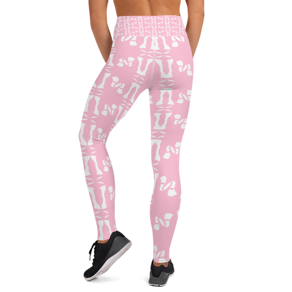 Product name: Recursia Modern MoirÃ© Yoga Leggings In Pink. Keywords: Athlesisure Wear, Clothing, Print: Modern MoirÃ©, Women's Clothing, Yoga Leggings