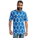 Product name: Recursia Modern MoirÃ© I Men's Crew Neck T-Shirt In Blue. Keywords: Clothing, Men's Clothing, Men's Crew Neck T-Shirt, Men's Tops, Print: Modern MoirÃ©