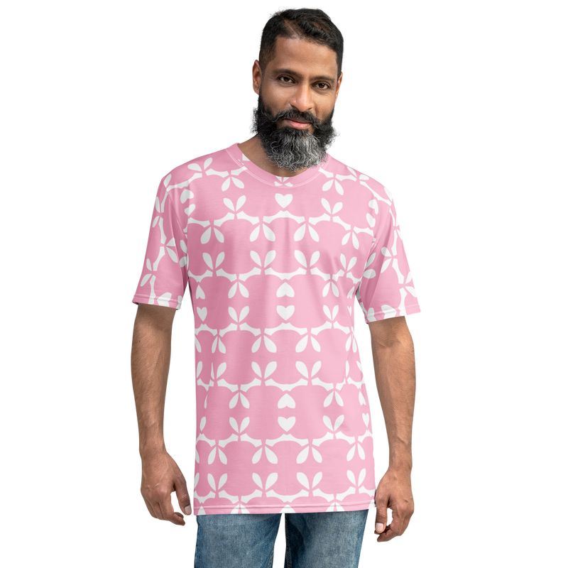 Product name: Recursia Modern MoirÃ© I Men's Crew Neck T-Shirt In Pink. Keywords: Clothing, Men's Clothing, Men's Crew Neck T-Shirt, Men's Tops, Print: Modern MoirÃ©