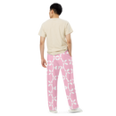Product name: Recursia Modern MoirÃ© VII Men's Wide Leg Pants In Pink. Keywords: Men's Clothing, Men's Wide Leg Pants, Print: Modern MoirÃ©