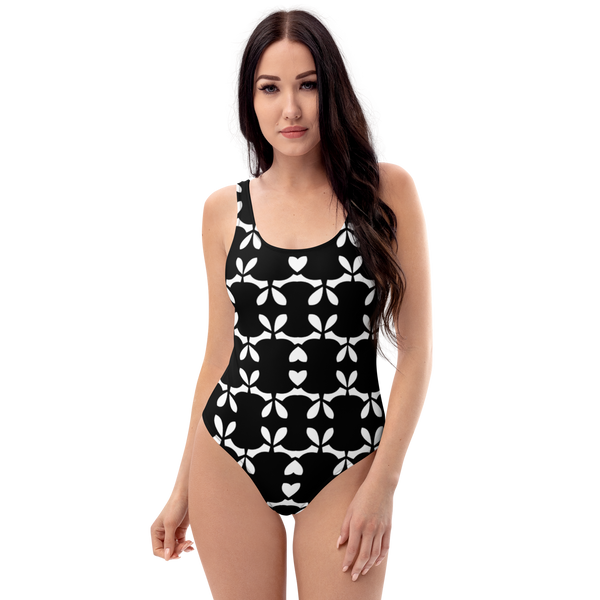 Product name: Recursia Modern Moiré I One Piece Swimsuit. Keywords: Clothing, Print: Modern Moiré, One Piece Swimsuit, Swimwear, Unisex Clothing