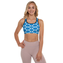 Product name: Recursia Modern MoirÃ© I Padded Sports Bra In Blue. Keywords: Athlesisure Wear, Clothing, Print: Modern MoirÃ©, Padded Sports Bra, Women's Clothing