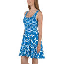 Product name: Recursia Modern MoirÃ© I Skater Dress In Blue. Keywords: Clothing, Print: Modern MoirÃ©, Skater Dress, Women's Clothing
