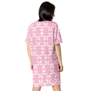 Product name: Recursia Modern MoirÃ© VII T-Shirt Dress In Pink. Keywords: Clothing, Print: Modern MoirÃ©, T-Shirt Dress, Women's Clothing