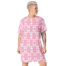 Product name: Recursia Modern MoirÃ© VII T-Shirt Dress In Pink. Keywords: Clothing, Print: Modern MoirÃ©, T-Shirt Dress, Women's Clothing