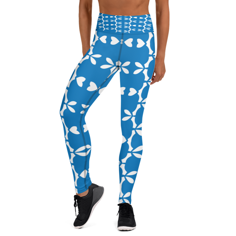 Product name: Recursia Modern MoirÃ© I Yoga Leggings In Blue. Keywords: Athlesisure Wear, Clothing, Print: Modern MoirÃ©, Women's Clothing, Yoga Leggings