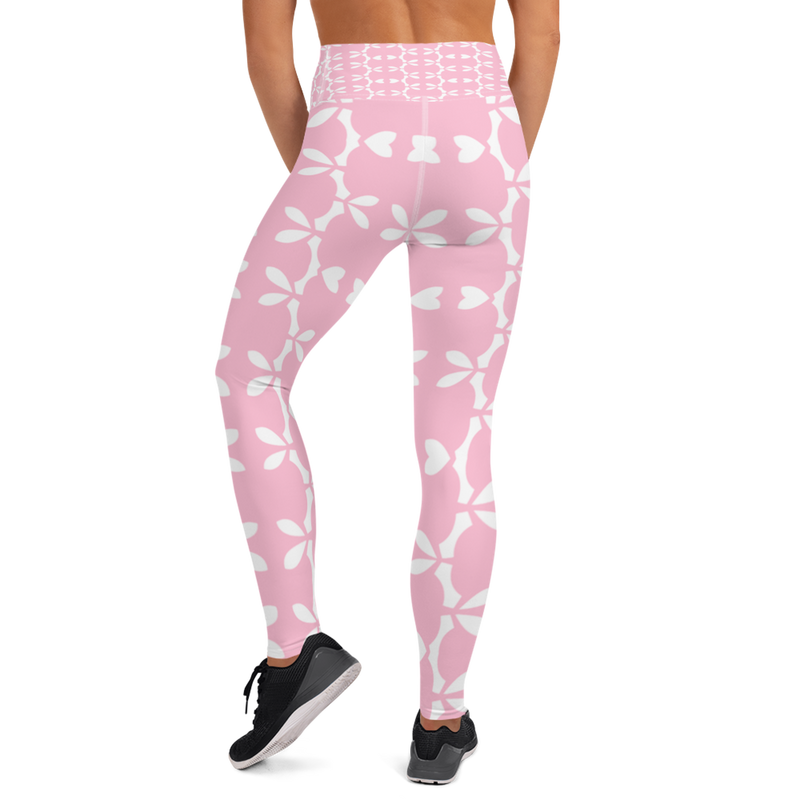 Product name: Recursia Modern MoirÃ© I Yoga Leggings In Pink. Keywords: Athlesisure Wear, Clothing, Print: Modern MoirÃ©, Women's Clothing, Yoga Leggings