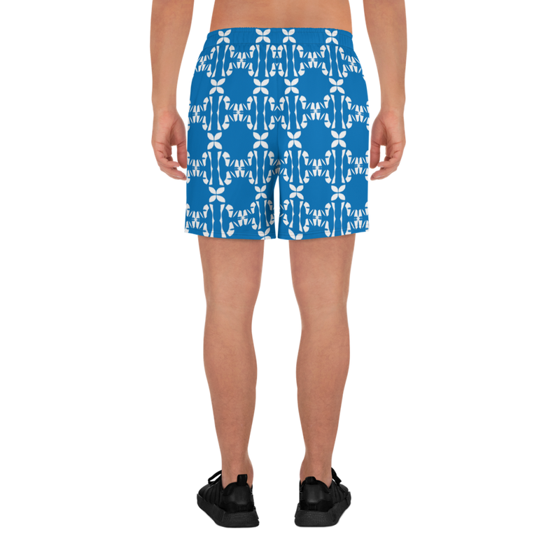 Product name: Recursia Modern MoirÃ© II Men's Athletic Shorts In Blue. Keywords: Athlesisure Wear, Clothing, Men's Athlesisure, Men's Athletic Shorts, Men's Clothing, Print: Modern MoirÃ©