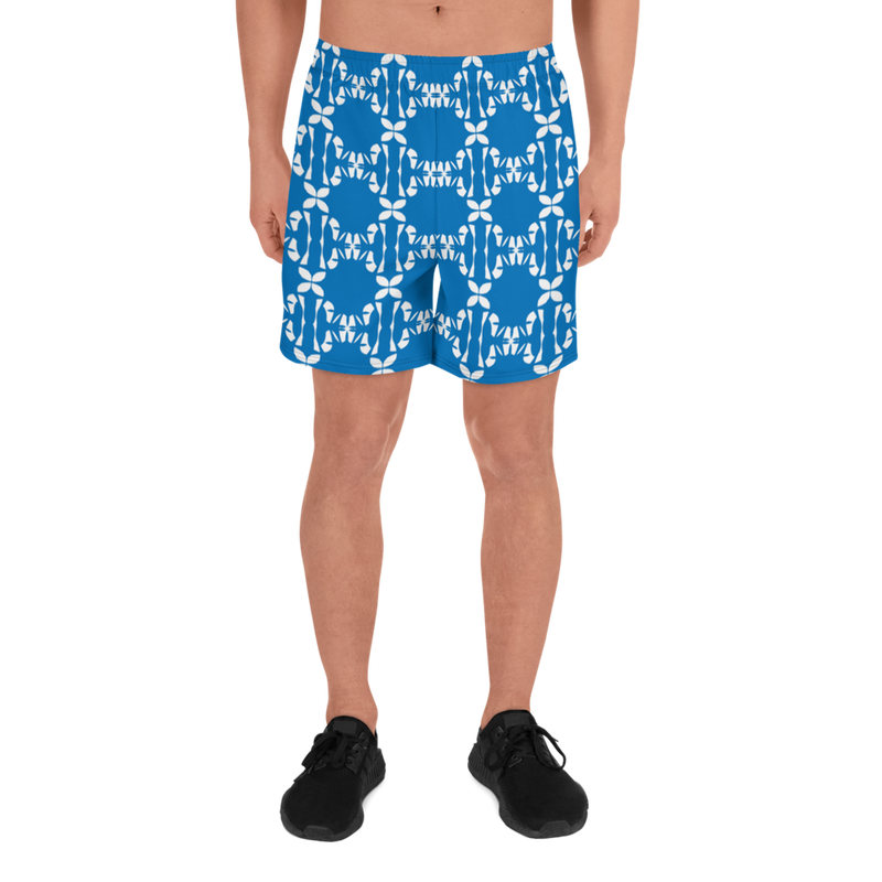 Product name: Recursia Modern MoirÃ© II Men's Athletic Shorts In Blue. Keywords: Athlesisure Wear, Clothing, Men's Athlesisure, Men's Athletic Shorts, Men's Clothing, Print: Modern MoirÃ©
