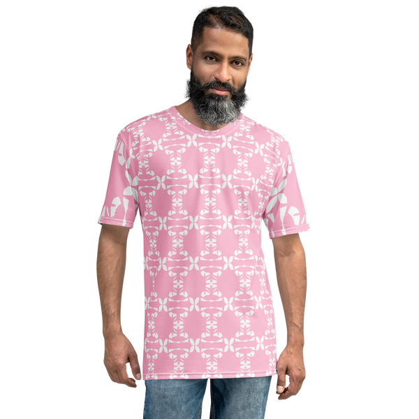 Product name: Recursia Modern MoirÃ© II Men's Crew Neck T-Shirt In Pink. Keywords: Clothing, Men's Clothing, Men's Crew Neck T-Shirt, Men's Tops, Print: Modern MoirÃ©