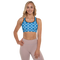 Product name: Recursia Modern MoirÃ© II Padded Sports Bra In Blue. Keywords: Athlesisure Wear, Clothing, Print: Modern MoirÃ©, Padded Sports Bra, Women's Clothing