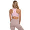 Product name: Recursia Modern MoirÃ© II Padded Sports Bra In Pink. Keywords: Athlesisure Wear, Clothing, Print: Modern MoirÃ©, Padded Sports Bra, Women's Clothing