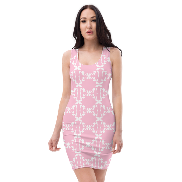 Product name: Recursia Modern MoirÃ© II Pencil Dress In Pink. Keywords: Clothing, Print: Modern MoirÃ©, Pencil Dress, Women's Clothing