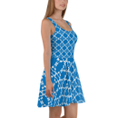 Product name: Recursia Modern MoirÃ© II Skater Dress In Blue. Keywords: Clothing, Print: Modern MoirÃ©, Skater Dress, Women's Clothing