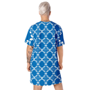 Product name: Recursia Modern MoirÃ© VI T-Shirt Dress In Blue. Keywords: Clothing, Print: Modern MoirÃ©, T-Shirt Dress, Women's Clothing