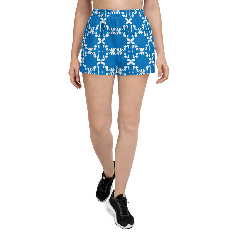 Product name: Recursia Modern MoirÃ© II Women's Athletic Short Shorts In Blue. Keywords: Athlesisure Wear, Clothing, Men's Athletic Shorts, Print: Modern MoirÃ©