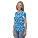 Product name: Recursia Modern MoirÃ© II Women's Crew Neck T-Shirt In Blue. Keywords: Clothing, Print: Modern MoirÃ©, Women's Clothing, Women's Crew Neck T-Shirt