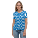 Product name: Recursia Modern MoirÃ© II Women's Crew Neck T-Shirt In Blue. Keywords: Clothing, Print: Modern MoirÃ©, Women's Clothing, Women's Crew Neck T-Shirt