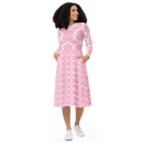 Product name: Recursia Modern MoirÃ© V Long Sleeve Midi Dress In Pink. Keywords: Clothing, Long Sleeve Midi Dress, Print: Modern MoirÃ©, Women's Clothing