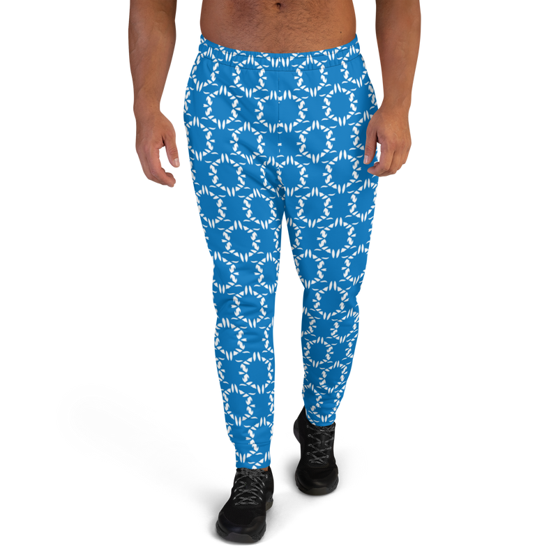 Product name: Recursia Modern MoirÃ© III Men's Joggers In Blue. Keywords: Athlesisure Wear, Clothing, Men's Athlesisure, Men's Bottoms, Men's Clothing, Men's Joggers, Print: Modern MoirÃ©