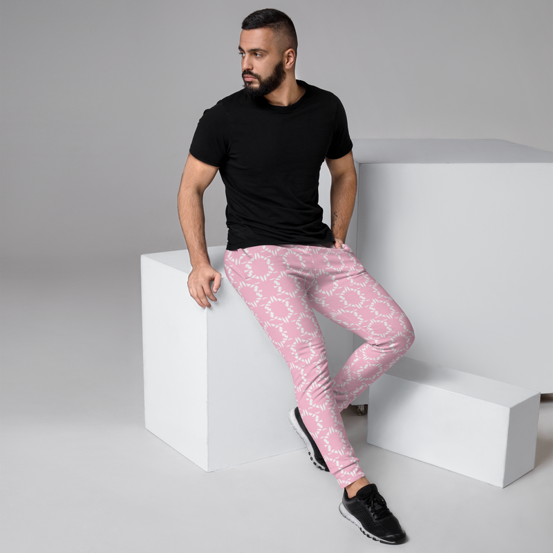 Product name: Recursia Modern MoirÃ© III Men's Joggers In Pink. Keywords: Athlesisure Wear, Clothing, Men's Athlesisure, Men's Bottoms, Men's Clothing, Men's Joggers, Print: Modern MoirÃ©