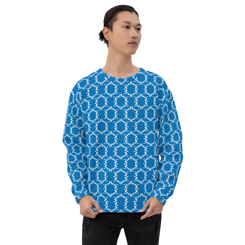 Product name: Recursia Modern MoirÃ© III Men's Sweatshirt In Blue. Keywords: Athlesisure Wear, Clothing, Men's Athlesisure, Men's Clothing, Men's Sweatshirt, Men's Tops, Print: Modern MoirÃ©
