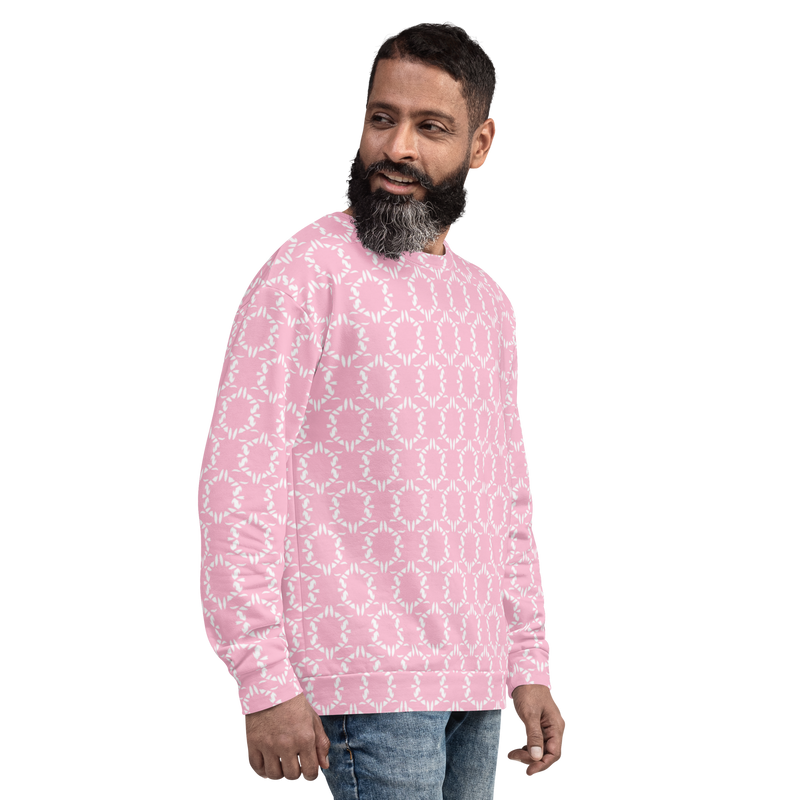 Product name: Recursia Modern MoirÃ© III Men's Sweatshirt In Pink. Keywords: Athlesisure Wear, Clothing, Men's Athlesisure, Men's Clothing, Men's Sweatshirt, Men's Tops, Print: Modern MoirÃ©