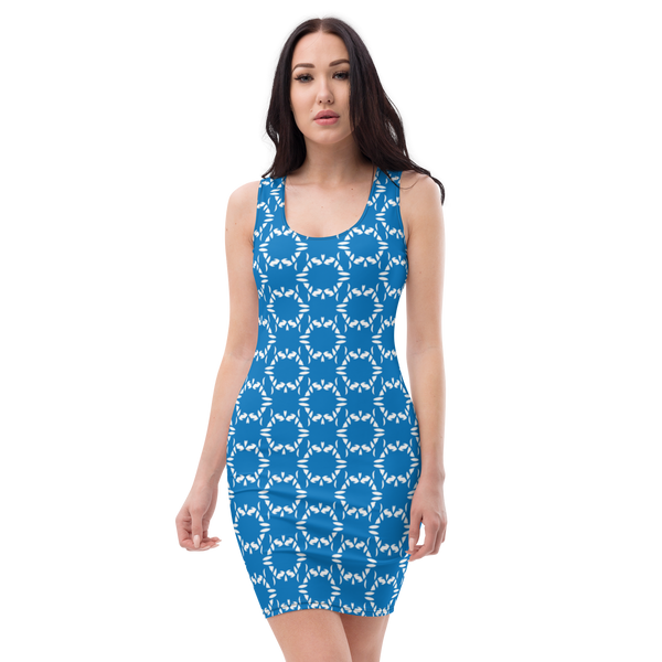 Product name: Recursia Modern MoirÃ© III Pencil Dress In Blue. Keywords: Clothing, Print: Modern MoirÃ©, Pencil Dress, Women's Clothing
