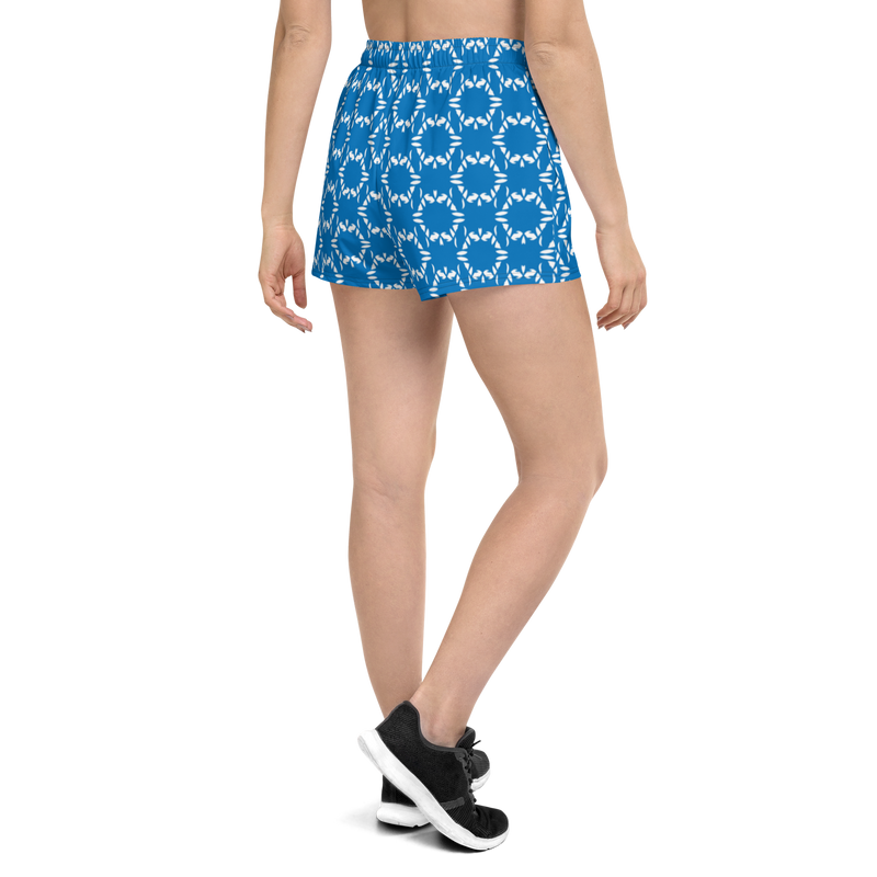 Product name: Recursia Modern MoirÃ© III Women's Athletic Short Shorts In Blue. Keywords: Athlesisure Wear, Clothing, Men's Athletic Shorts, Print: Modern MoirÃ©