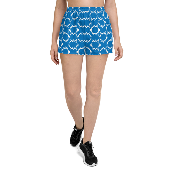 Product name: Recursia Modern MoirÃ© III Women's Athletic Short Shorts In Blue. Keywords: Athlesisure Wear, Clothing, Men's Athletic Shorts, Print: Modern MoirÃ©