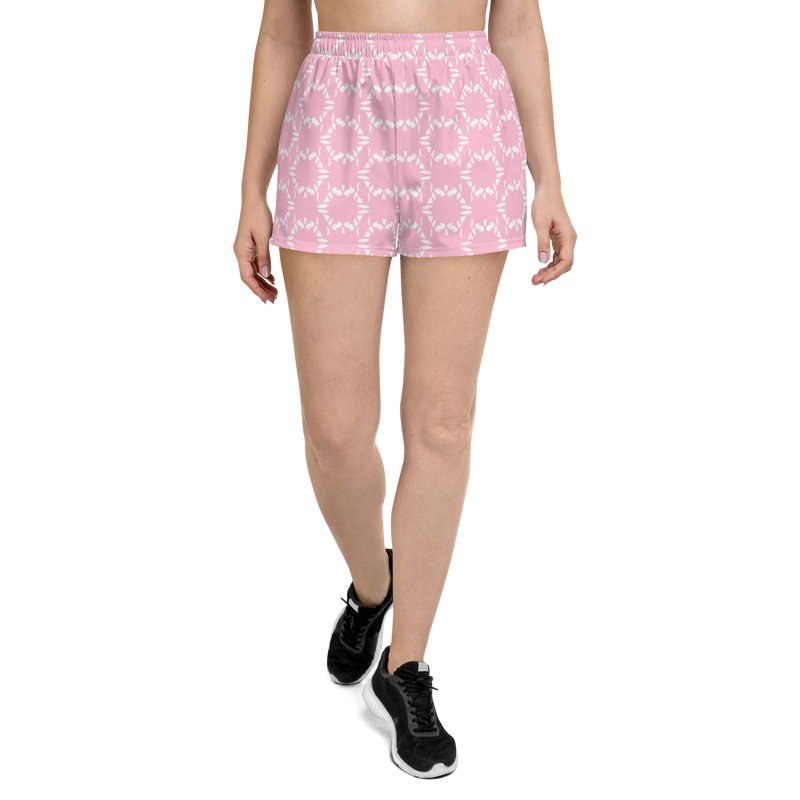 Product name: Recursia Modern MoirÃ© III Women's Athletic Short Shorts In Pink. Keywords: Athlesisure Wear, Clothing, Men's Athletic Shorts, Print: Modern MoirÃ©