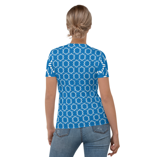 Product name: Recursia Modern MoirÃ© III Women's Crew Neck T-Shirt In Blue. Keywords: Clothing, Print: Modern MoirÃ©, Women's Clothing, Women's Crew Neck T-Shirt