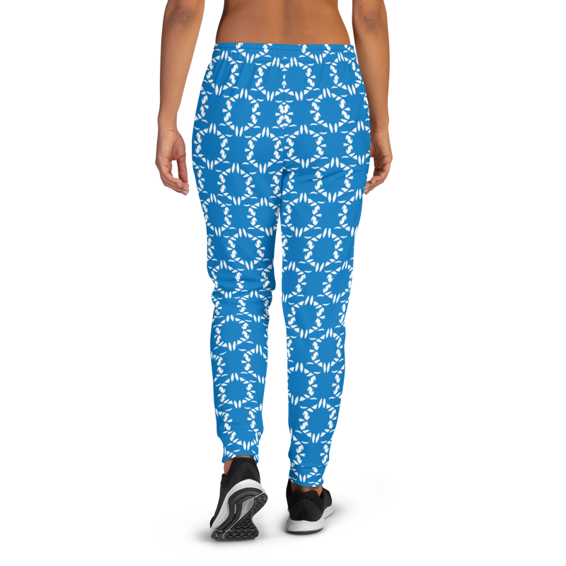 Product name: Recursia Modern MoirÃ© III Women's Joggers In Blue. Keywords: Athlesisure Wear, Clothing, Print: Modern MoirÃ©, Women's Bottoms, Women's Joggers