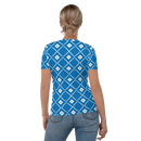 Product name: Recursia Modern MoirÃ© VIII Women's Crew Neck T-Shirt In Blue. Keywords: Clothing, Print: Modern MoirÃ©, Women's Clothing, Women's Crew Neck T-Shirt