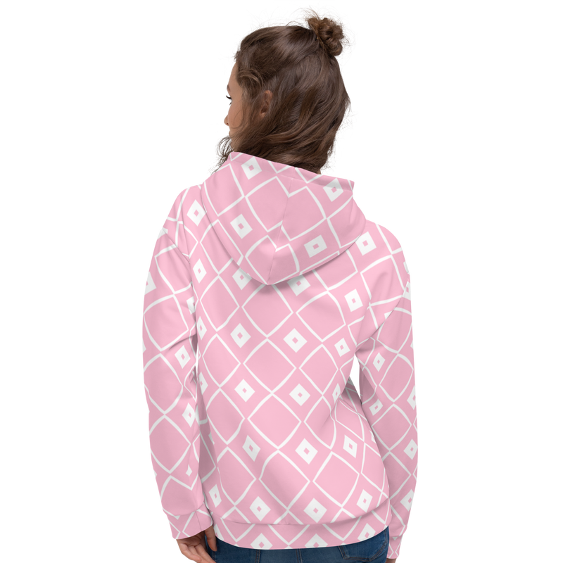 Product name: Recursia Modern MoirÃ© VIII Women's Hoodie In Pink. Keywords: Athlesisure Wear, Clothing, Print: Modern MoirÃ©, Women's Hoodie, Women's Tops
