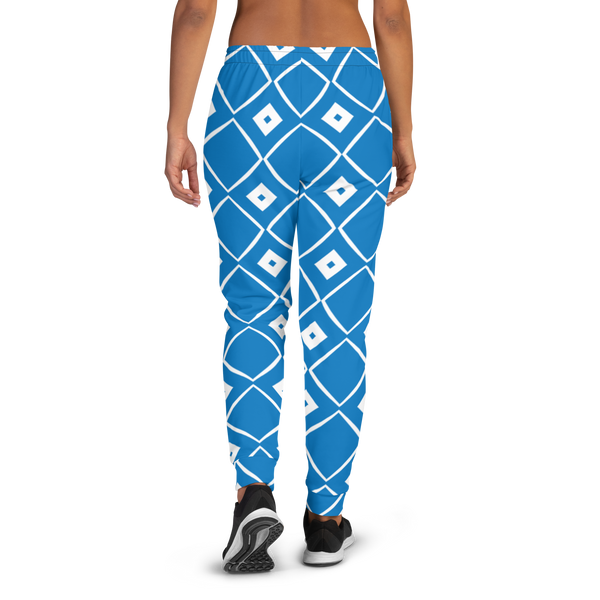 Product name: Recursia Modern MoirÃ© VIII Women's Joggers In Blue. Keywords: Athlesisure Wear, Clothing, Print: Modern MoirÃ©, Women's Bottoms, Women's Joggers