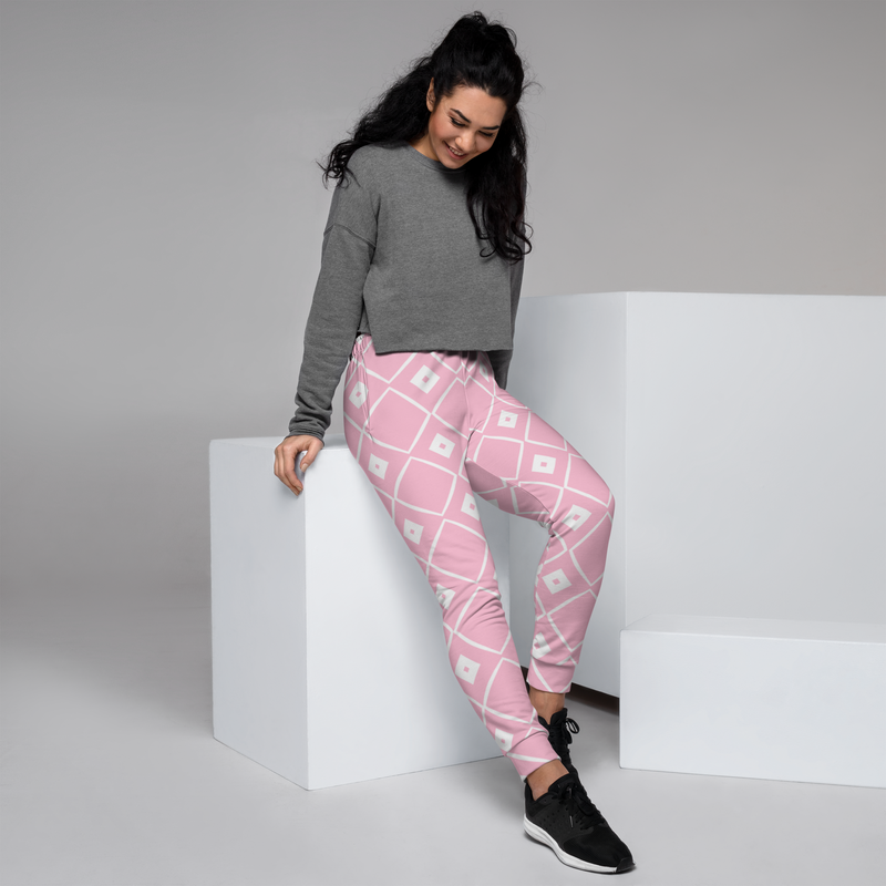 Product name: Recursia Modern MoirÃ© VIII Women's Joggers In Pink. Keywords: Athlesisure Wear, Clothing, Print: Modern MoirÃ©, Women's Bottoms, Women's Joggers