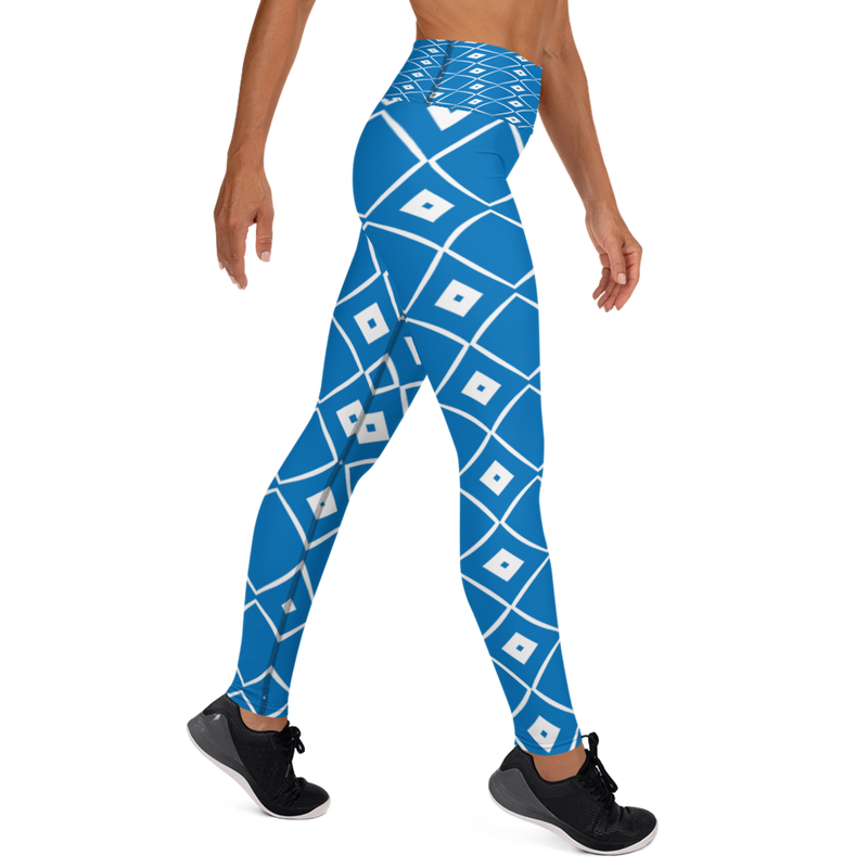Product name: Recursia Modern MoirÃ© VIII Yoga Leggings In Blue. Keywords: Athlesisure Wear, Clothing, Print: Modern MoirÃ©, Women's Clothing, Yoga Leggings