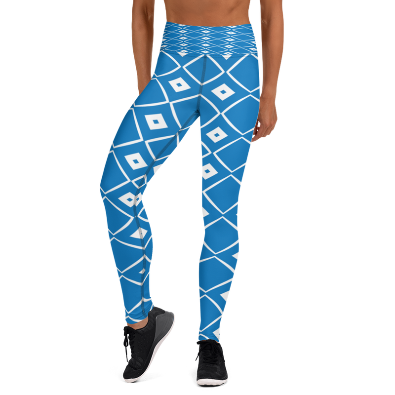 Product name: Recursia Modern MoirÃ© VIII Yoga Leggings In Blue. Keywords: Athlesisure Wear, Clothing, Print: Modern MoirÃ©, Women's Clothing, Yoga Leggings